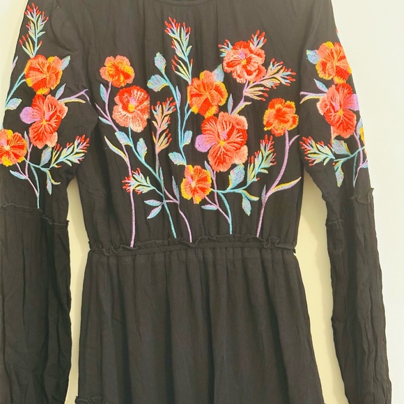 Black Dress with Floral Embroidery - Picture 2 of 10